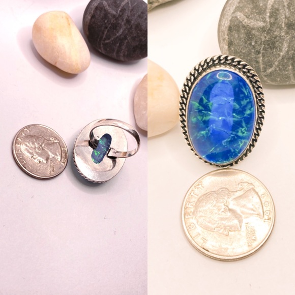 Australian Fire Opal Gemstone Chunky Handmade Ring - Picture 2 of 3